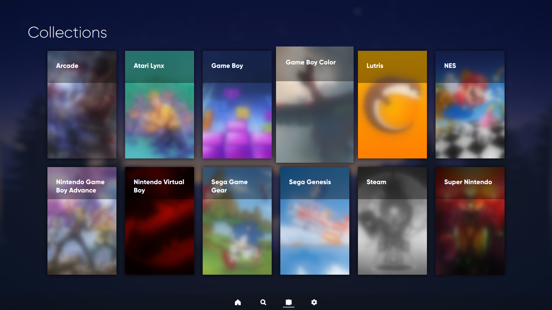 A screenshot of the collections page, showing several collections in a grid.